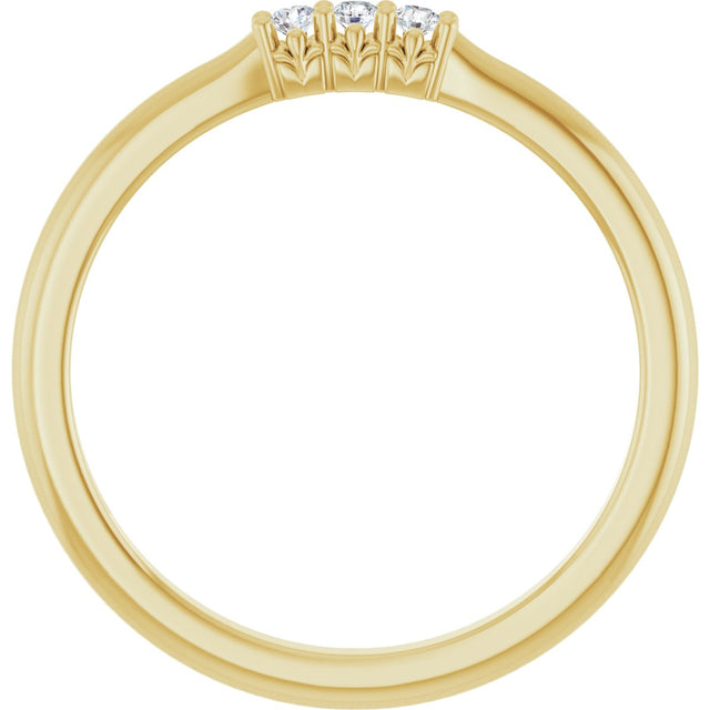 14K Gold Round Natural Diamond Three-Stone Anniversary Band - 06-08 CTW - Yellow Gold - view 2