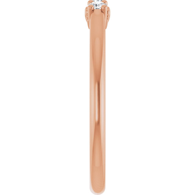 14K Gold Round Lab-Grown Diamond Three-Stone Anniversary Band - 1/8-05 CTW - Rose Gold - view 4