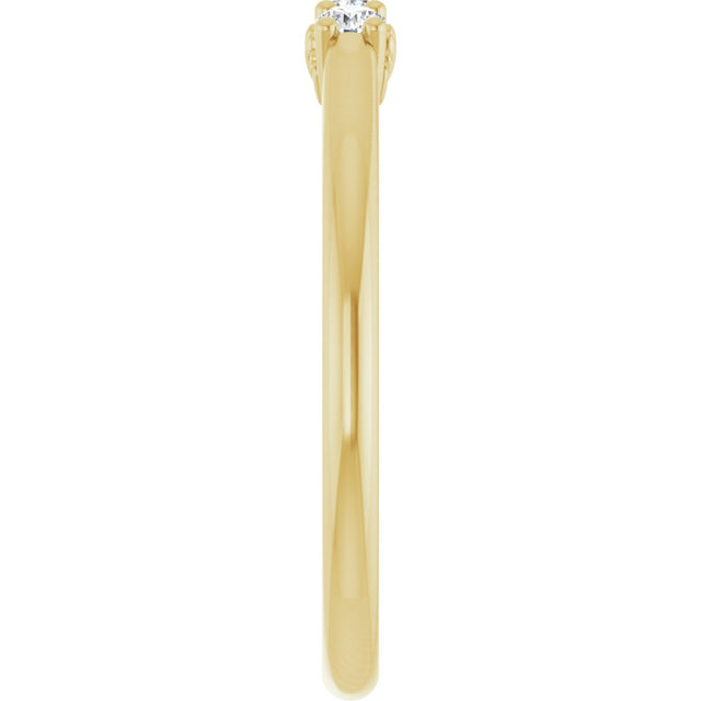 14K Gold Round Lab-Grown Diamond Three-Stone Anniversary Band - 1/8-05 CTW - Yellow Gold - view 4