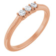 14K Gold Round Lab-Grown Diamond Three-Stone Anniversary Band - 1/8-05 CTW - Rose Gold
