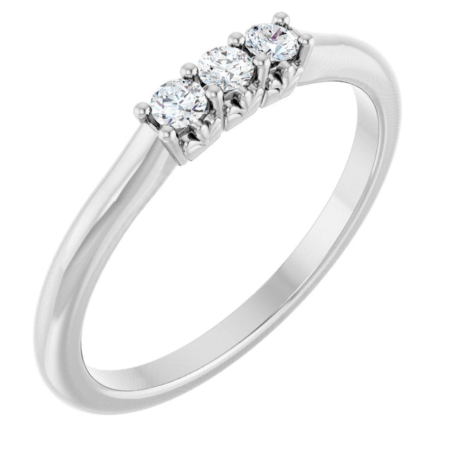 Platinum Round Natural Diamond Three-Stone Anniversary Band - 1/6-05 CTW