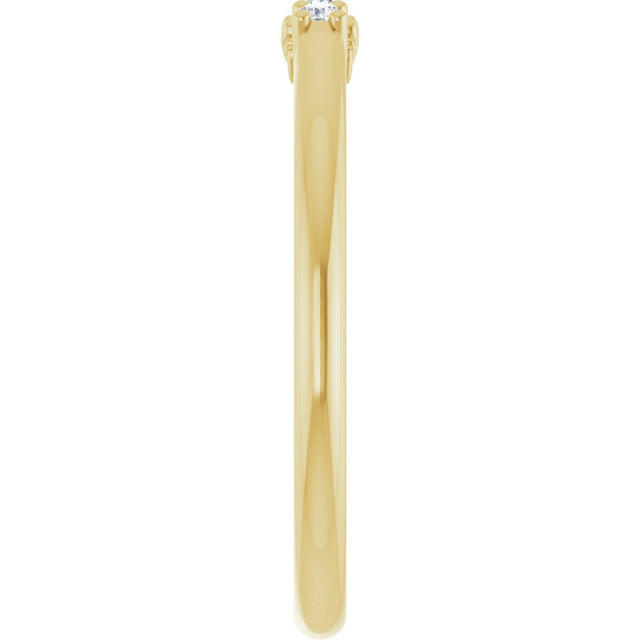 14K Gold Round Natural Diamond Three-Stone Anniversary Band - 06-08 CTW - Yellow Gold - view 4