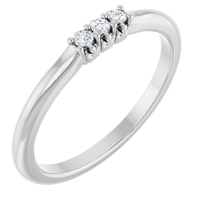 14K Gold Round Lab-Grown Diamond Three-Stone Anniversary Band - 06-08 CTW - White Gold