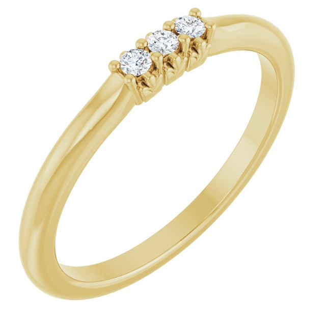 14K Gold Round Natural Diamond Three-Stone Anniversary Band - 06-08 CTW - Yellow Gold