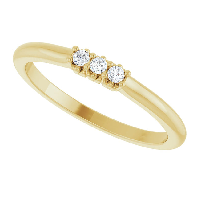 14K Gold Round Lab-Grown Diamond Three-Stone Anniversary Band - 06-08 CTW - Yellow Gold - view 5