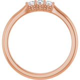 14K Gold Round Lab-Grown Diamond Three-Stone Anniversary Band - 1/8-05 CTW - Rose Gold - view 2