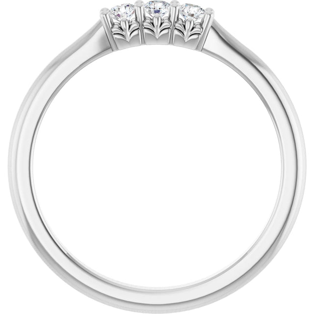 Platinum Round Natural Diamond Three-Stone Anniversary Band - 1/6-05 CTW - view 2