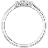 14K Gold Round Natural Diamond Three-Stone Anniversary Band - 1/6-05 CTW - White Gold - view 2