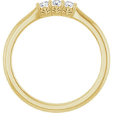 14K Gold Round Natural Diamond Three-Stone Anniversary Band - 1/6-05 CTW - Yellow Gold - view 2