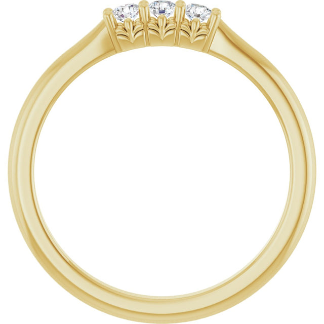 14K Gold Round Natural Diamond Three-Stone Anniversary Band - 1/6-05 CTW - Yellow Gold - view 2