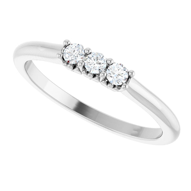 14K Gold Round Lab-Grown Diamond Three-Stone Anniversary Band - 1/8-05 CTW - White Gold - view 5