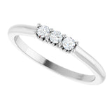 14K Gold Round Natural Diamond Three-Stone Anniversary Band - 1/6-05 CTW - White Gold - view 5