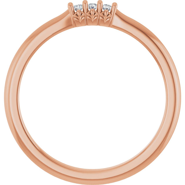14K Gold Round Lab-Grown Diamond Three-Stone Anniversary Band - 1/8-05 CTW - Rose Gold - view 2
