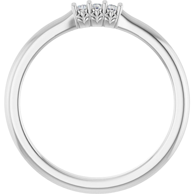 14K Gold Round Lab-Grown Diamond Three-Stone Anniversary Band - 1/8-05 CTW - White Gold - view 2