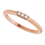 14K Gold Round Lab-Grown Diamond Three-Stone Anniversary Band - 1/8-05 CTW - Rose Gold - view 5