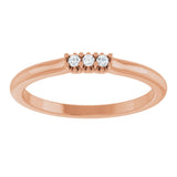14K Gold Round Lab-Grown Diamond Three-Stone Anniversary Band - 1/8-05 CTW - Rose Gold - view 3