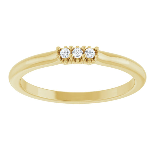 14K Gold Round Lab-Grown Diamond Three-Stone Anniversary Band - 1/8-05 CTW - Yellow Gold - view 3