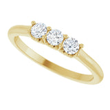 14K Gold Round Lab-Grown Diamond Three-Stone Anniversary Band - 1/8-05 CTW - Yellow Gold - view 5
