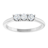 14K Gold Round Lab-Grown Diamond Three-Stone Anniversary Band - 1/8-05 CTW - White Gold - view 3