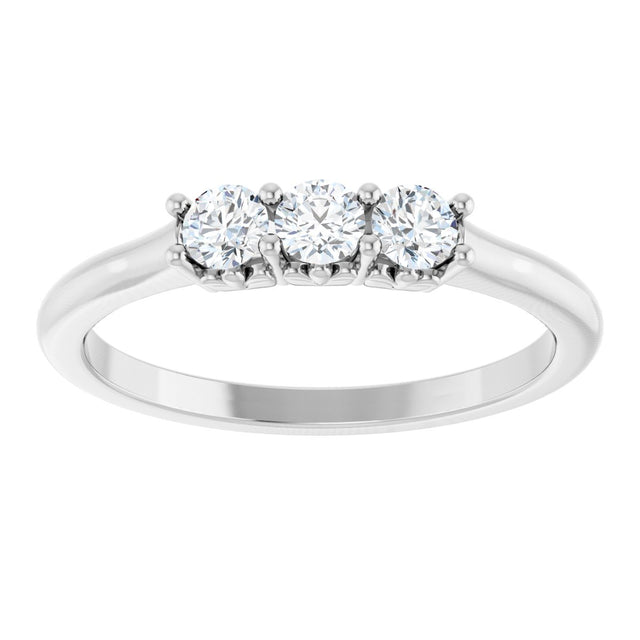 Platinum Round Natural Diamond Three-Stone Anniversary Band - 1/6-05 CTW - view 3