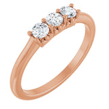 14K Gold Round Natural Diamond Three-Stone Anniversary Band - 1/6-05 CTW - Rose Gold