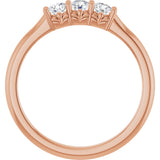 14K Gold Round Lab-Grown Diamond Three-Stone Anniversary Band - 1/8-05 CTW - Rose Gold - view 2