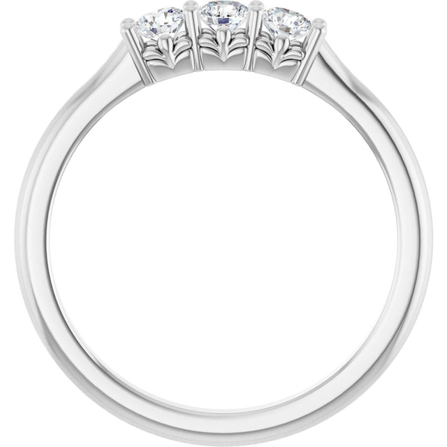Platinum Round Lab-Grown Diamond Three-Stone Anniversary Band - 1/8-05 CTW - view 2