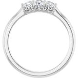 14K Gold Round Lab-Grown Diamond Three-Stone Anniversary Band - 1/8-05 CTW - White Gold - view 2