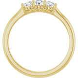 14K Gold Round Lab-Grown Diamond Three-Stone Anniversary Band - 1/8-05 CTW - Yellow Gold - view 2