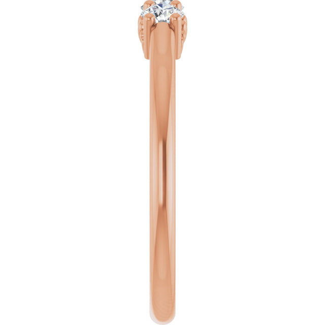 14K Gold Round Natural Diamond Three-Stone Anniversary Band - 1/6-05 CTW - Rose Gold - view 4