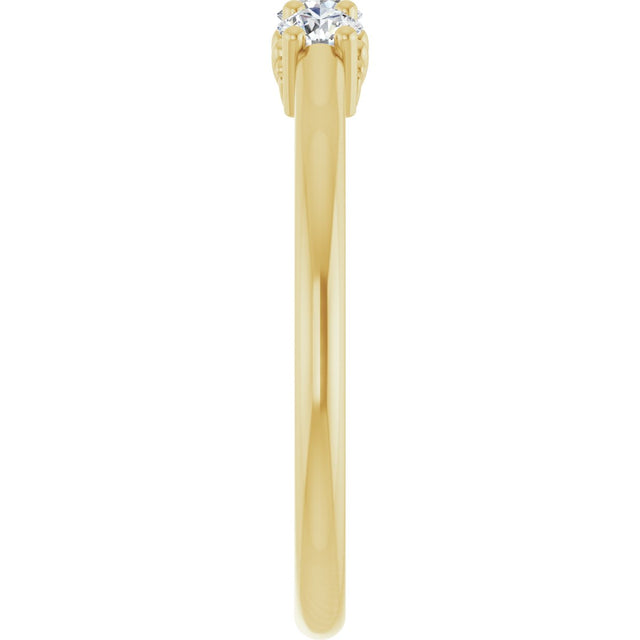 14K Gold Round Natural Diamond Three-Stone Anniversary Band - 1/6-05 CTW - Yellow Gold - view 4