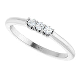 14K Gold Round Natural Diamond Three-Stone Anniversary Band - 06-08 CTW - White Gold - view 5
