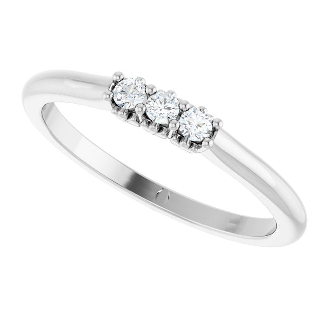 Platinum Round Lab-Grown Diamond Three-Stone Anniversary Band - 06-08 CTW - view 5