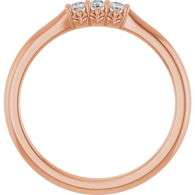 14K Gold Round Lab-Grown Diamond Three-Stone Anniversary Band - 06-08 CTW - Rose Gold - view 2
