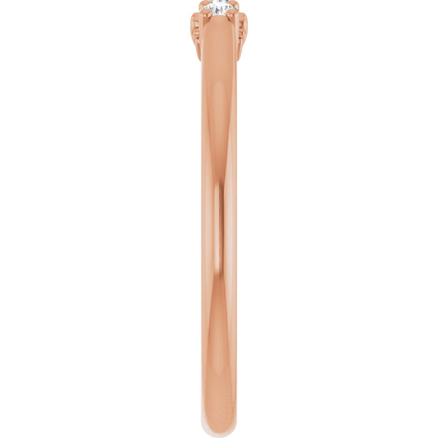 14K Gold Round Lab-Grown Diamond Three-Stone Anniversary Band - 06-08 CTW - Rose Gold - view 4