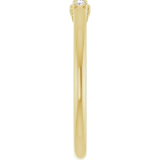14K Gold Round Natural Diamond Three-Stone Anniversary Band - 06-08 CTW - Yellow Gold - view 4