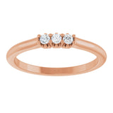 14K Gold Round Lab-Grown Diamond Three-Stone Anniversary Band - 06-08 CTW - Rose Gold - view 3
