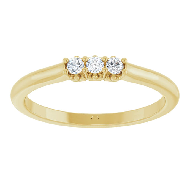 14K Gold Round Lab-Grown Diamond Three-Stone Anniversary Band - 06-08 CTW - Yellow Gold - view 3