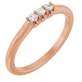14K Gold Round Natural Diamond Three-Stone Anniversary Band - 06-08 CTW - Rose Gold