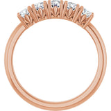 14K Gold Round Natural Diamond Five-Stone Anniversary Band - 1/3-1 1/5 CTW - Rose Gold - view 2