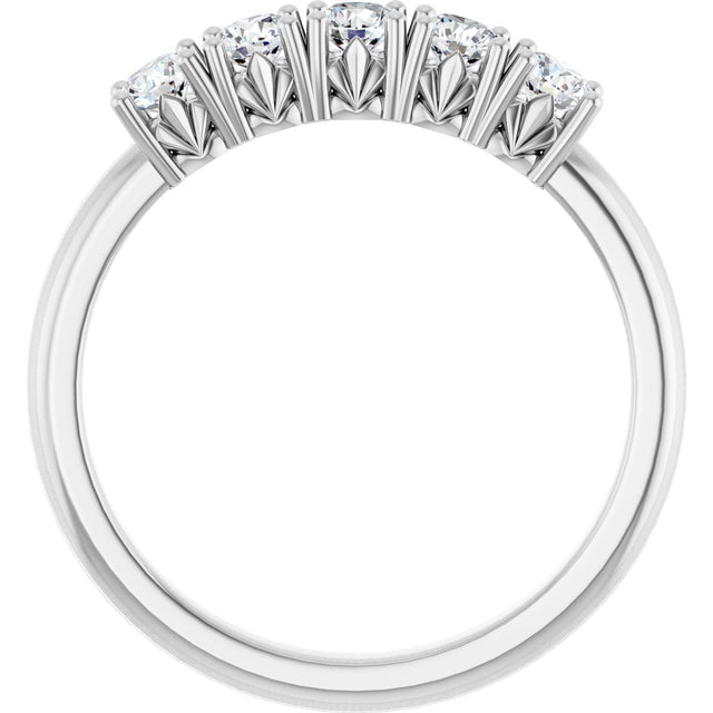 Platinum Round Natural Diamond Five-Stone Anniversary Band - 1/3-1 1/5 CTW - view 2