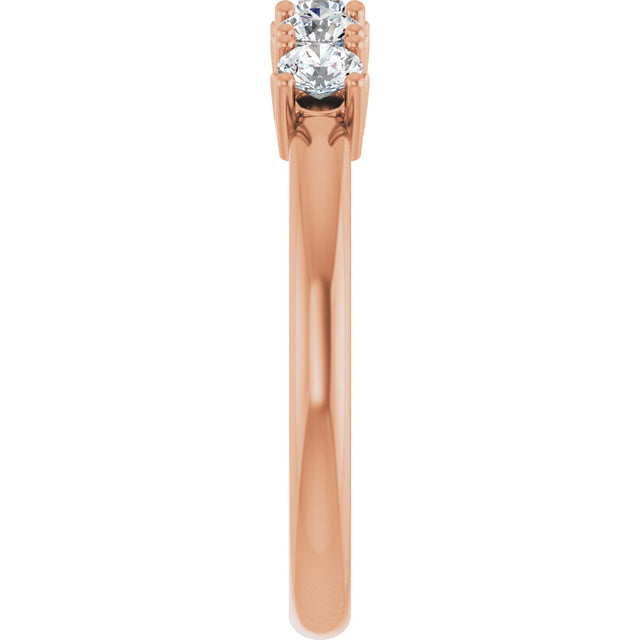14K Gold Round Natural Diamond Five-Stone Anniversary Band - 1/3-1 1/5 CTW - Rose Gold - view 4