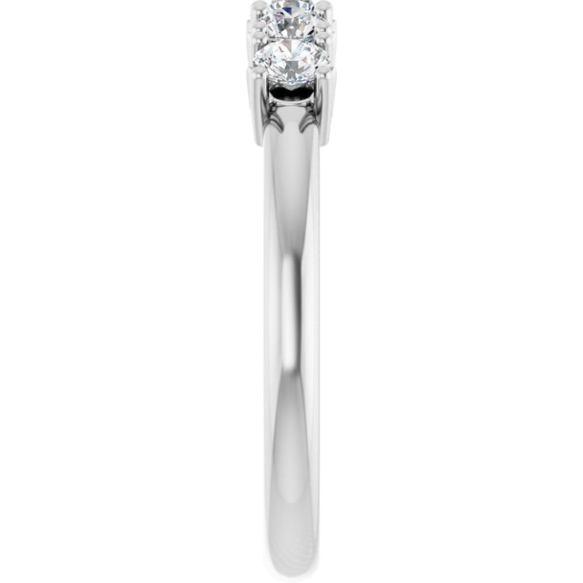14K Gold Round Lab-Grown Diamond Five-Stone Anniversary Band - 1/3-1 1/5 CTW - White Gold - view 4