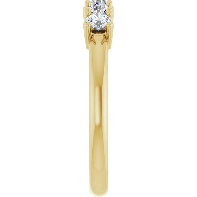 14K Gold Round Natural Diamond Five-Stone Anniversary Band - 1/3-1 1/5 CTW - Yellow Gold - view 4
