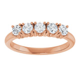 14K Gold Round Natural Diamond Five-Stone Anniversary Band - 1/3-1 1/5 CTW - Rose Gold - view 3