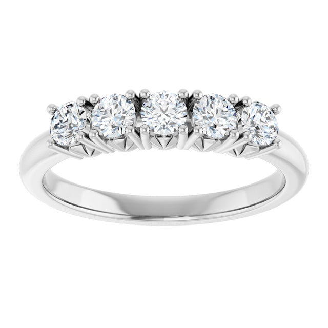 Platinum Round Natural Diamond Five-Stone Anniversary Band - 1/3-1 1/5 CTW - view 3