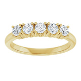 14K Gold Round Natural Diamond Five-Stone Anniversary Band - 1/3-1 1/5 CTW - Yellow Gold - view 3
