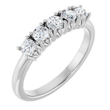 Platinum Round Lab-Grown Diamond Five-Stone Anniversary Band - 1/3-1 1/5 CTW