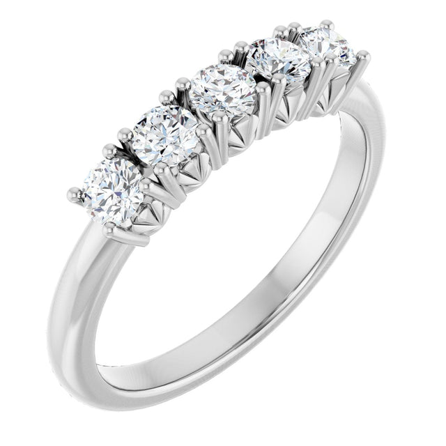 Platinum Round Lab-Grown Diamond Five-Stone Anniversary Band - 1/3-1 1/5 CTW