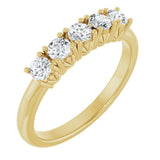 14K Gold Round Lab-Grown Diamond Five-Stone Anniversary Band - 1/3-1 1/5 CTW - Yellow Gold